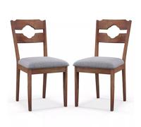 Costway Set of 2 Dining Chairs Armless Upholstered Rustic Kitchen Side Chair in Brown COSTWAY Brown