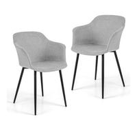 Costway Set Of 2 Dining Chairs Upholstered Armless Accent Chair With Ergonomic Backrest