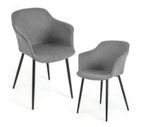 Costway Set of 2 Dining Chairs Upholstered Armless Accent Chair With Ergonomic Backrest in Grey COSTWAY Grey