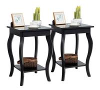 Costway Set Of 2 End Table Bedside Table With Open Storage Shelf