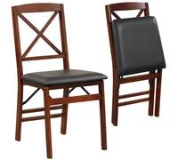 Costway Set Of 2 Folding Chair Padded Kitchen Dining Seat Portable Upholstered High Back