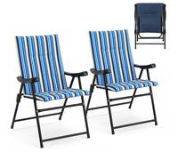 Costway Set of 2 Folding Padded Beach Chairs High Back Camping Chairs in Blue COSTWAY Blue