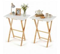 Costway Set of 2 Folding Tray Tables in White COSTWAY White