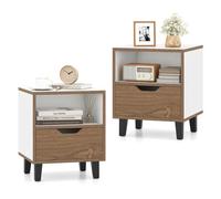 Costway Set Of 2 Modern Bedside Table With Drawer Square End Side Table