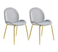 Costway Set of 2 Modern Velvet Dining Chair Upholstered Side Chair Armless Vanity Chair in Grey COSTWAY Grey