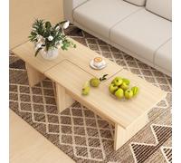 Costway Set Of 2 Modular Coffee Table L Shaped Nesting Accent Center Tables-Oak