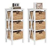 Costway Set Of 2 Nightstand 3-Tier Sofa Side Table X-Shaped 3-Drawer End Table