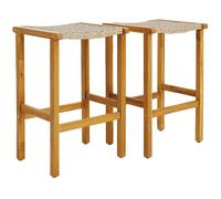 Costway Set of 2 Outdoor Bar Stools 76cm Bar Height Chairs Patio High Stools Set in Brown COSTWAY Brown