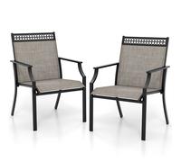 Costway Set of 2 Outdoor Patio Chairs Dining Chair Set Heavy Duty Metal Frame in Brown COSTWAY Brown