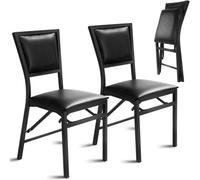 Costway Set of 2 Padded Folding Chair Metal Frame Counter Height Dining Chairs in Black COSTWAY Black