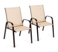 Costway Set of 2 Patio Chairs Portable High Back Garden Camping Dining Chairs with Armrest in Brown COSTWAY Brown