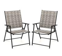 Costway Set Of 2 Patio Folding Chairs Outdoor Wicker Dining Chairs With Armrests