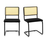 Costway Set of 2 Rattan Bar Stools Upholstered Counter Height Chair Kitchen Dining Stool in Black COSTWAY Black