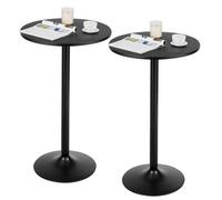 Costway Set Of 2 Round Top Pub Bar Table Standing Bistro Table W/ Solid Base