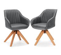 Costway Set of 2 Swivel Accent Chair Ergonomic Armchairs Writing Desk Chairs in Grey COSTWAY Grey