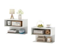 Costway Set of 2 Wall Mounted Bedside Tables Hanging Side Table in White COSTWAY White