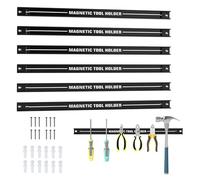 COSTWAY Set of 3/6 Magnetic Tool Holder, Heavy Duty Wall Mount Screwdriver Holder Rack Strip, Space-saving Magnetic Tool Organizer Bars for Garage Workshop Kitchen (Black, 6 Pcs)