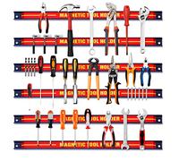 COSTWAY Set of 3/6 Magnetic Tool Holder, Heavy Duty Wall Mount Screwdriver Holder Rack Strip, Space-saving Magnetic Tool Organizer Bars for Garage Workshop Kitchen (Red, 6 Pcs)