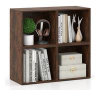 Costway Set Of 4 Cube Storage Organizer Stackable Book Shelf Rustic Brown