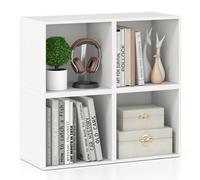 Costway Set Of 4 Cube Storage Organizer Stackable Book Shelf White