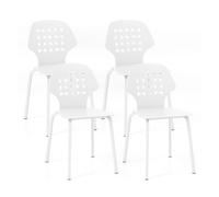 Costway Set of 4 Dining Chair Metal Kitchen Bar Chair Stool Armless Accent Side Chair in White COSTWAY White
