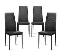 Costway Set of 4 Dining Chairs Padded Seat High Back Armless Accent Dining Side Chairs in Black COSTWAY Black