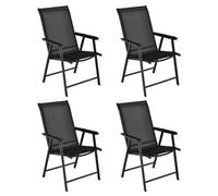 Costway Set Of 4 Folding Chairs In Fabric And Metal Garden Chairs-Black