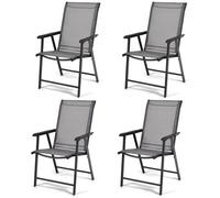 Costway Set Of 4 Folding Chairs In Fabric And Metal Garden Chairs-Grey