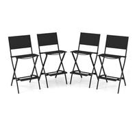 Costway Set Of 4 Outdoor Bar Chair Folding Bar Height Stool With Metal Frame & Footrest Black
