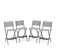Costway Set Of 4 Outdoor Bar Chair Folding Bar Height Stool With Metal Frame & Footrest Grey