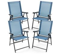 Costway Set Of 4 Patio Folding Dining Chairs Outdoor Portable Sling Back Chairs