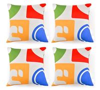 COSTWAY Set of 4 Throw Pillows with Covers, 46x45cm Square Soft Velvet Couch Pillows with Double-Sided Print Pattern, Colorful Decorative Cushions for Sofa, Bed and Car, Machine Washable (Pack of 4)