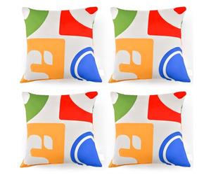 COSTWAY Set of 4 Throw Pillows with Covers, 46x45cm Square Soft Velvet Couch Pillows with Double-Sided Print Pattern, Colorful Decorative Cushions for Sofa, Bed and Car, Machine Washable (Pack of 4)