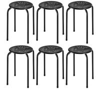 Costway Set of 6 Metal Stacking Stools Round Nesting Bar Stool with X-shape Connection in Black COSTWAY Black