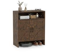 Costway Shoe Cabinet With 2 Barn Doors Modern Narrow Shoe Storage Cabinet With 2 Adjustable Shelves
