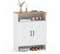 Costway Shoe Cabinet With 2 Barn Doors Modern Narrow Shoe Storage Cabinet With 2 Adjustable Shelves
