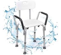 COSTWAY Shower Chair, 6 Levels Adjustable Tub Shower Stools with Detachable Backrest and Handrails, Elderly Handicap Disabled Non-Slip Bathroom Bathtub Seat Chairs