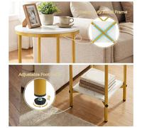 Costway Side Table Modern Round End Table with Faux Marble Top in White COSTWAY White