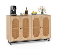 Costway Sideboard Buffet Cabinet 126cm Rattan Coffee Bar Cabinet in Natural COSTWAY Natural
