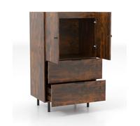 Costway Sideboard Buffet Cabinet 2-Door Serving Cupboard With Drawers-Brown