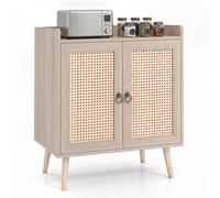 Costway Sideboard Buffet Cabinet Rattan Coffee Bar Cabinet w/ Adjustable Shelf in Natural COSTWAY Natural