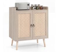 Costway Sideboard Buffet Cabinet Rattan Coffee Bar Cabinet With 2 Doors