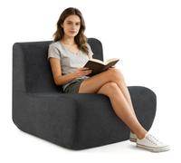 Costway Single Bean Bag Chair Lazy Floor Sofa Chair With Soft Velvet-Grey
