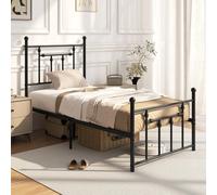 Costway Single Bed Frame Metal Slats Supported Platform Bed W/ Headboard