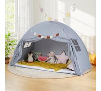 Costway Single Doule Size Bed Tent For Kids Foldable & Portable Canopy Tent-Grey