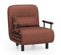 Costway Single Folding Sofa Bed Chair Modern Fabric Sleep Function Holder-Coffee in Dark Brown COSTWAY Dark Brown