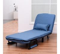 Costway Single Folding Sofa Bed Chair Modern Fabric Sleep Function Holder With Pillow in Blue COSTWAY Blue