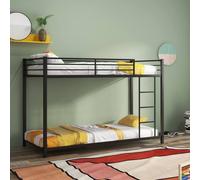 Costway Single Metal Bunk Bed Floor Bed Frame w/Ladder &Full-length Guardrails in Black COSTWAY Black