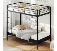 Costway Single Over Futon Bunk Bed Convertible Couch And Bed W/ Ladder-Black