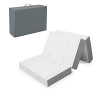 Costway Single Size 10 cm Folding Gel-Infused Tri-fold Mattress Topper Carry Bag RV Camp in White COSTWAY White